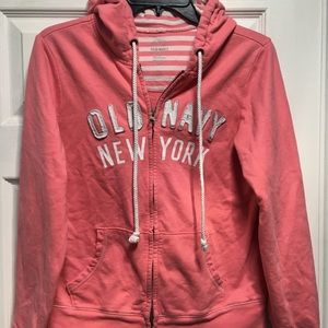 Coral/pink soft Old Navy zip-up hoodie